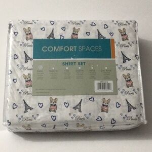 Comfort Spaces Twin Paris French Bulldog Sheet Set